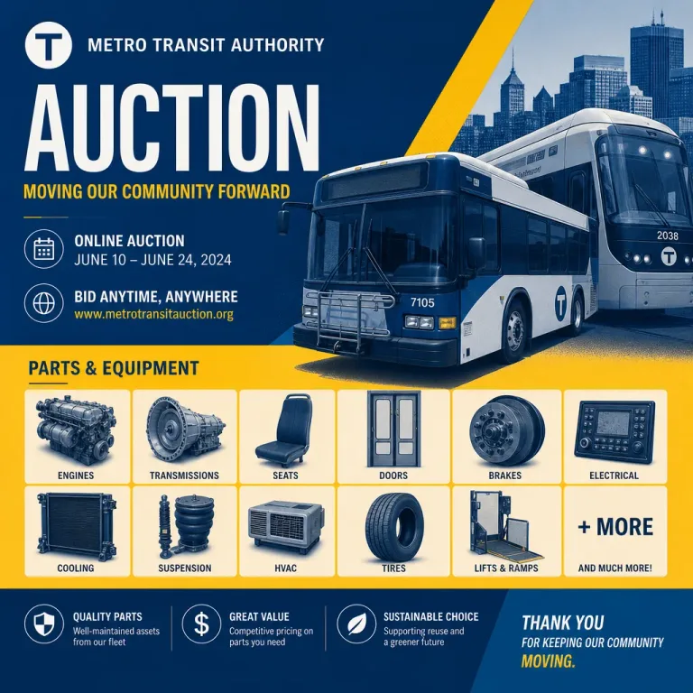 Featured: Transit Authority Vehicle and Parts Auction Guide