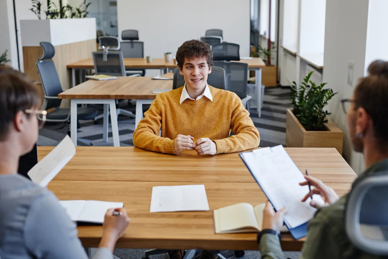 young man job interview