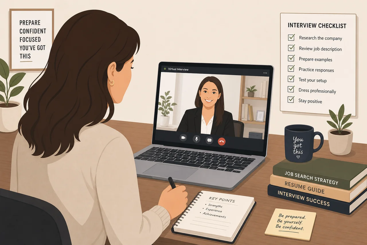 Virtual interview preparation and setup