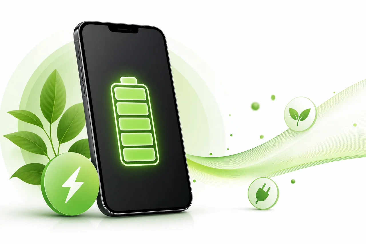 Battery saver app showing optimized phone battery level