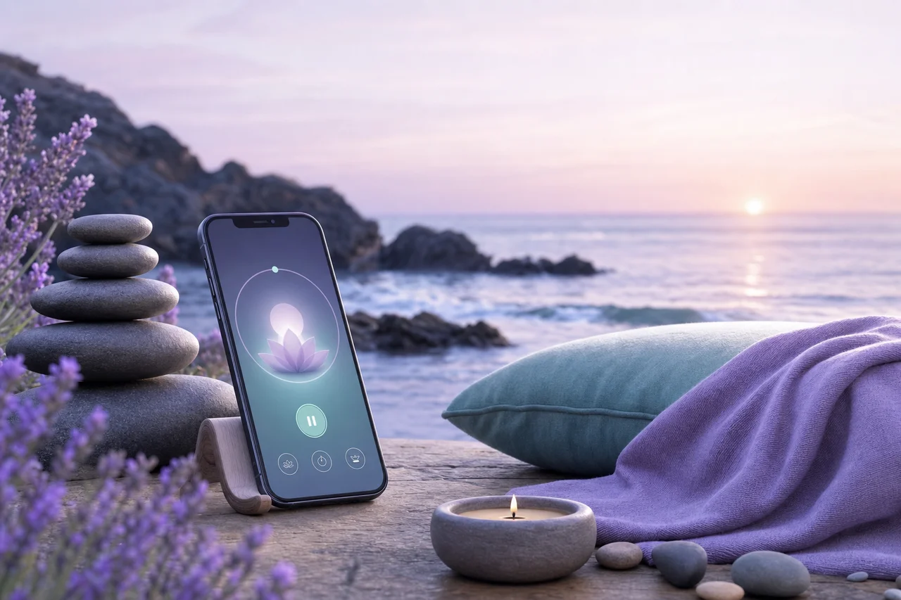 Meditation app with guided session timer on smartphone