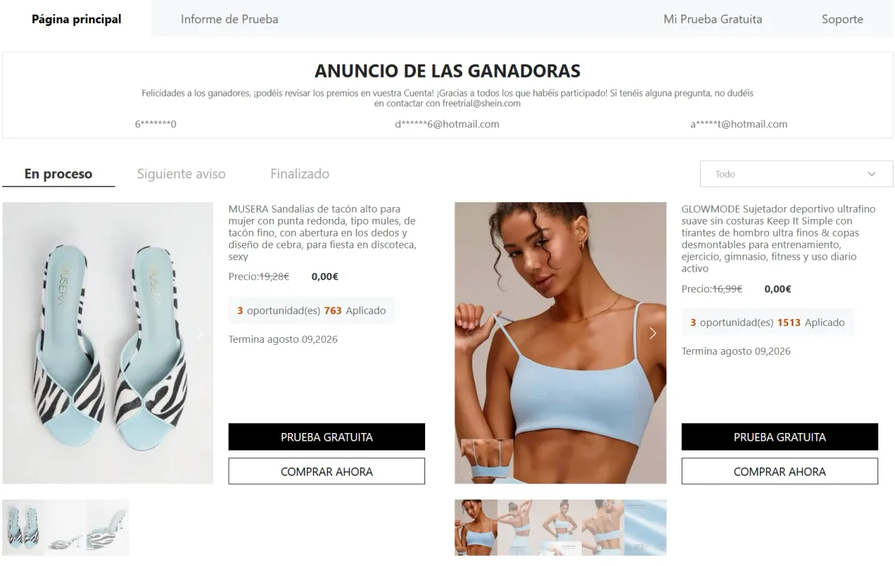 Programa de Testeo de Productos Shein