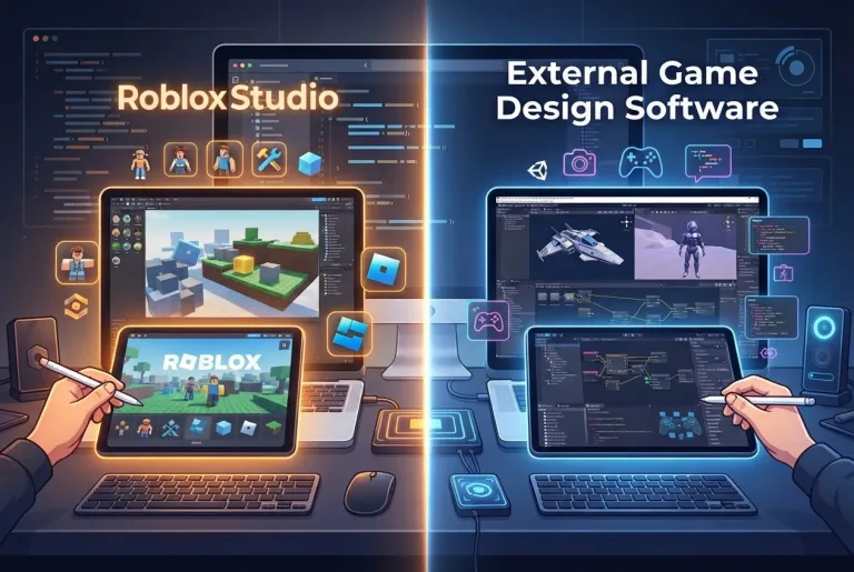 Featured image for: Choosing Between Roblox Studios and External Game Design Software