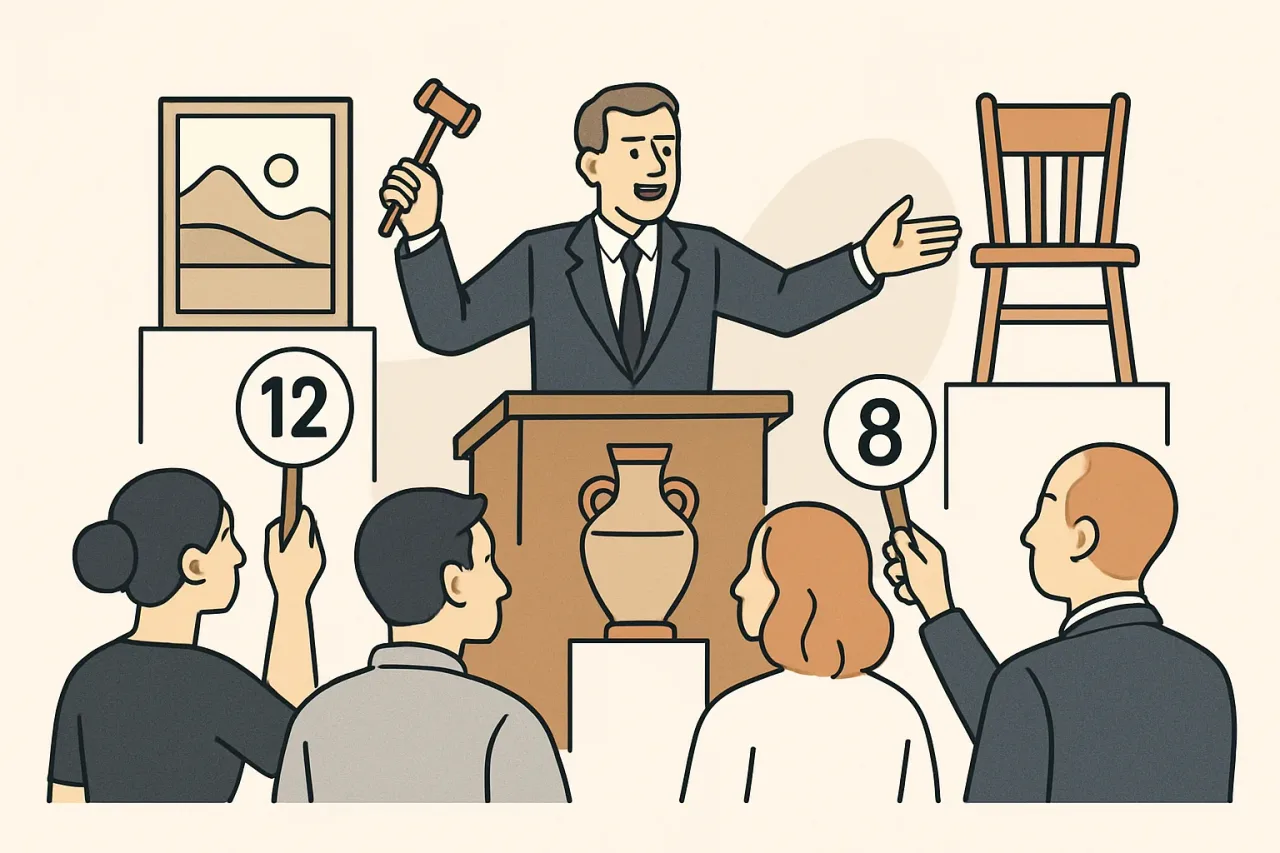 Bidders participating in a live auction event