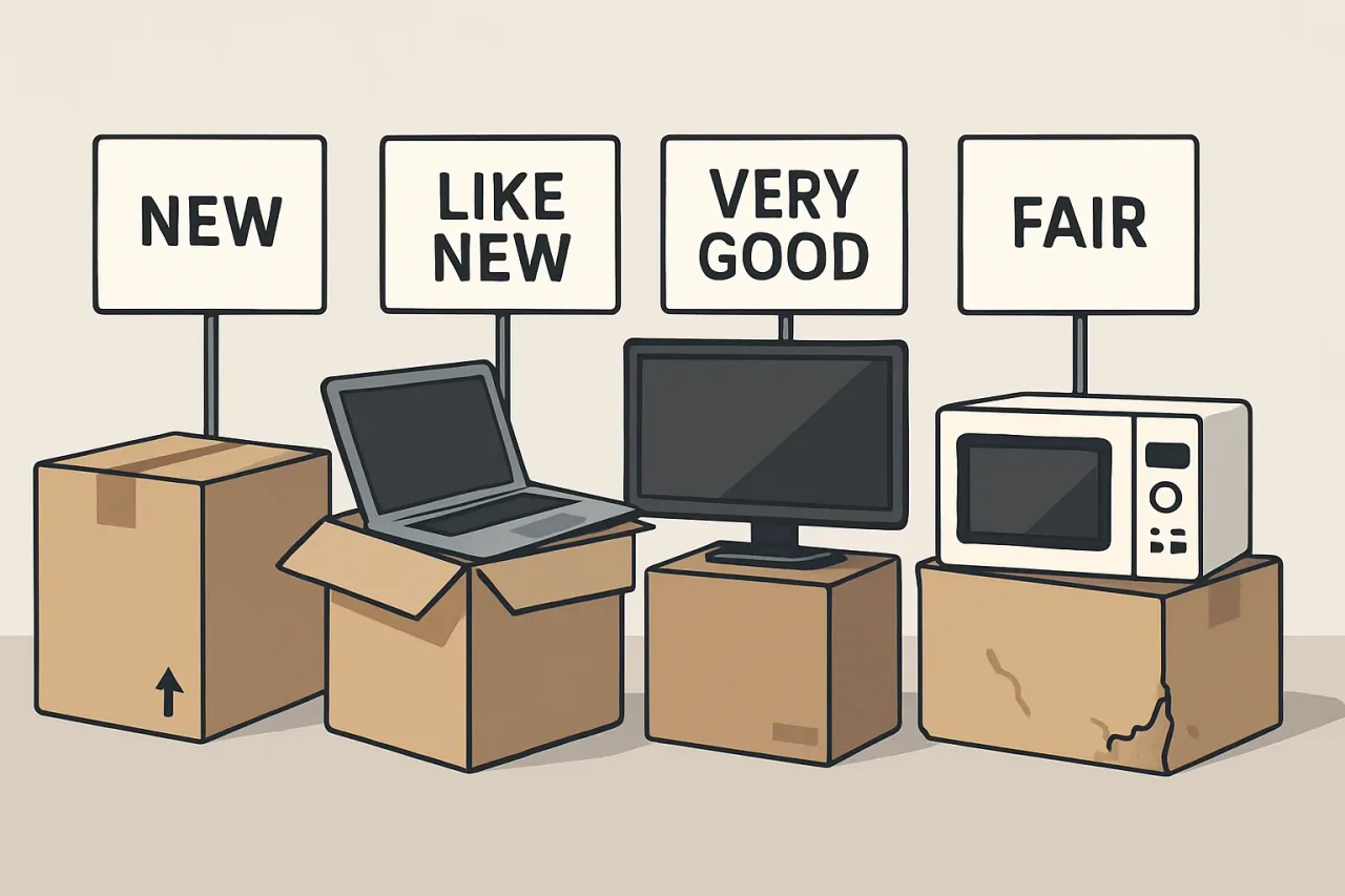 Assorted products divided by item grading at auction