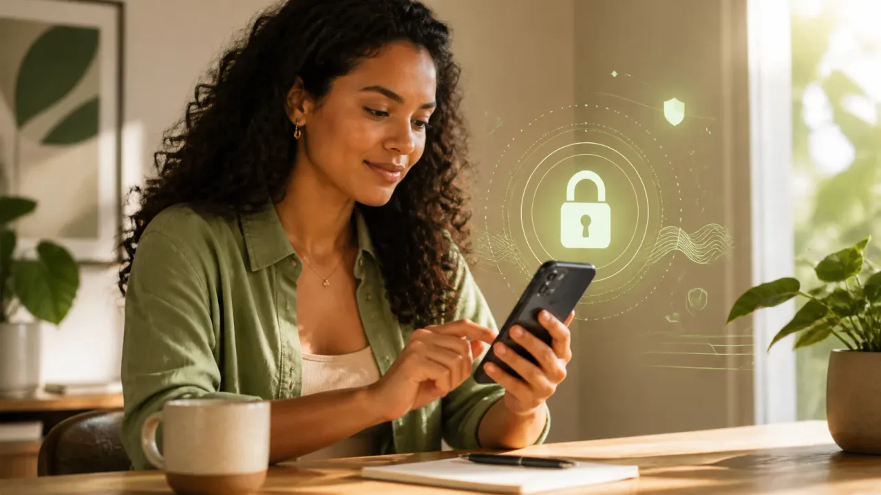 Pessoa revisando privacidade em aplicativo de relacionamento