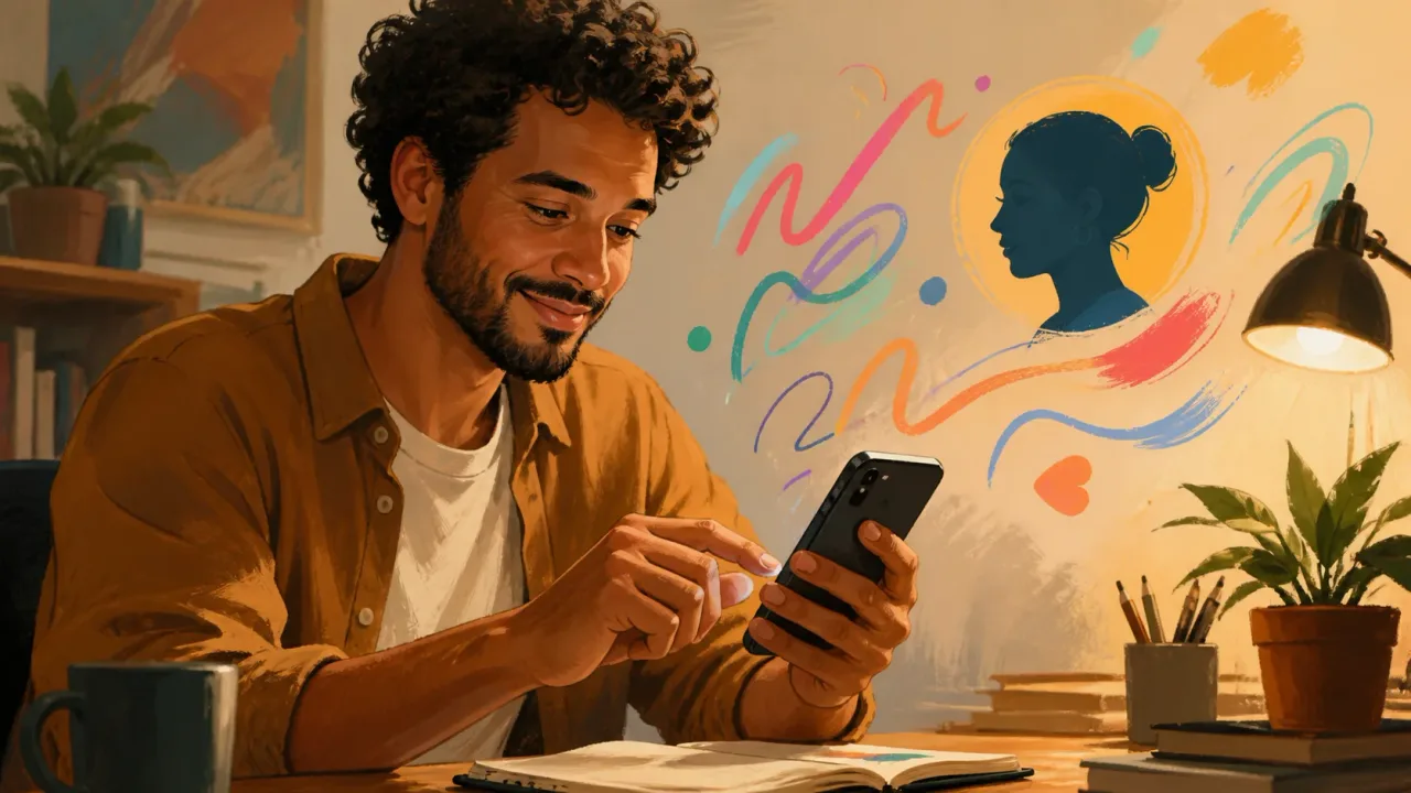 Pessoa escrevendo mensagem pessoal em aplicativo