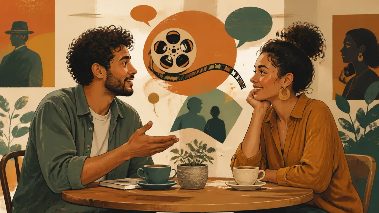Pessoas se conhecendo por meio de filmes e séries