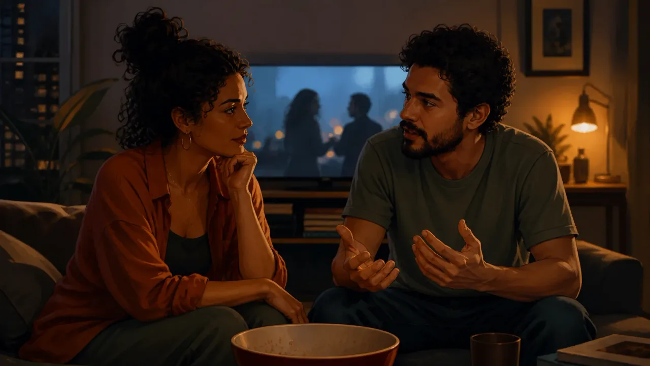 Pessoas conversando após assistir a um filme