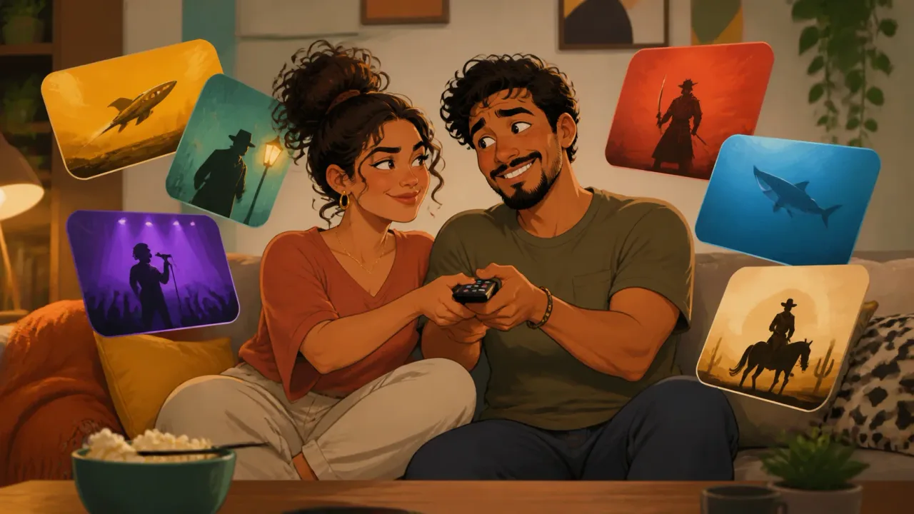 Casal decidindo o que assistir