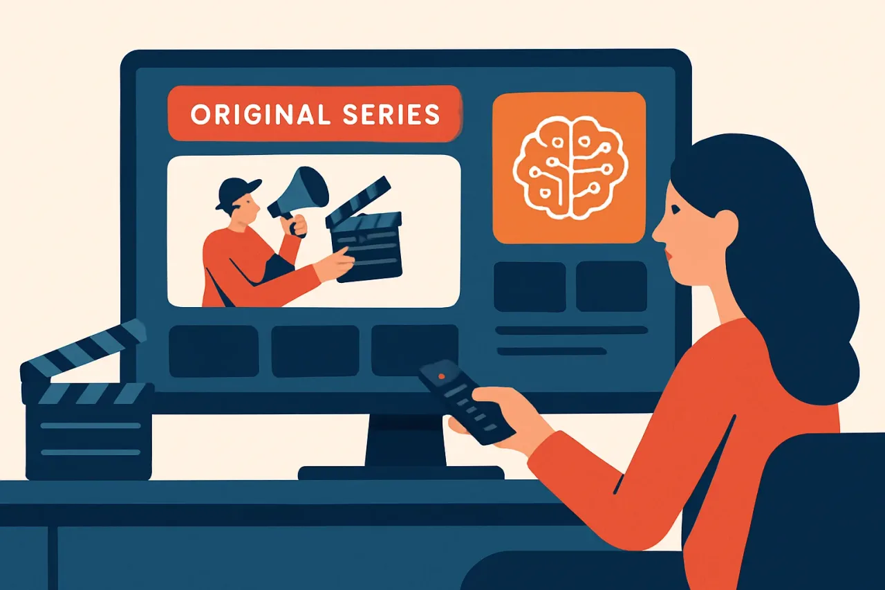Streaming platforms screen with movie and TV show thumbnails