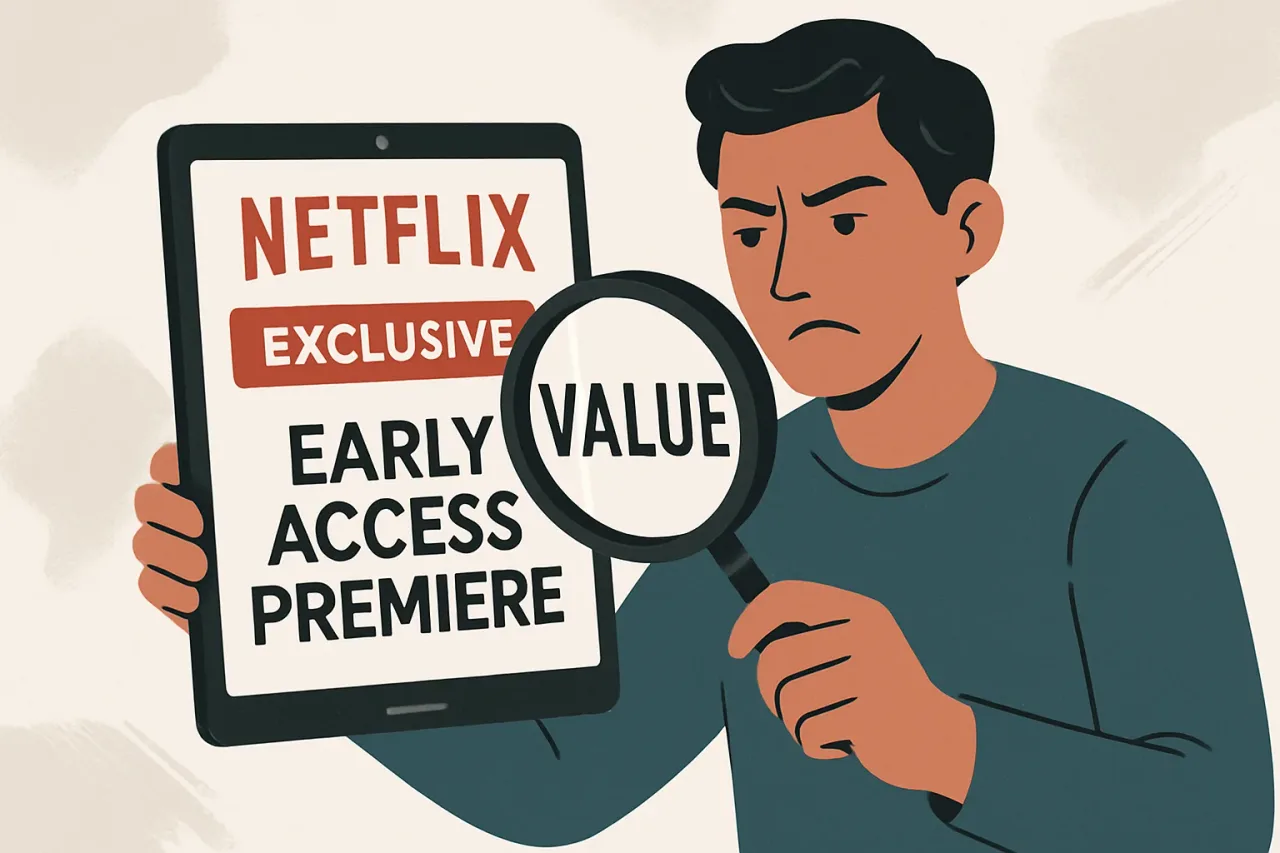 Person scrolling Netflix early access premieres