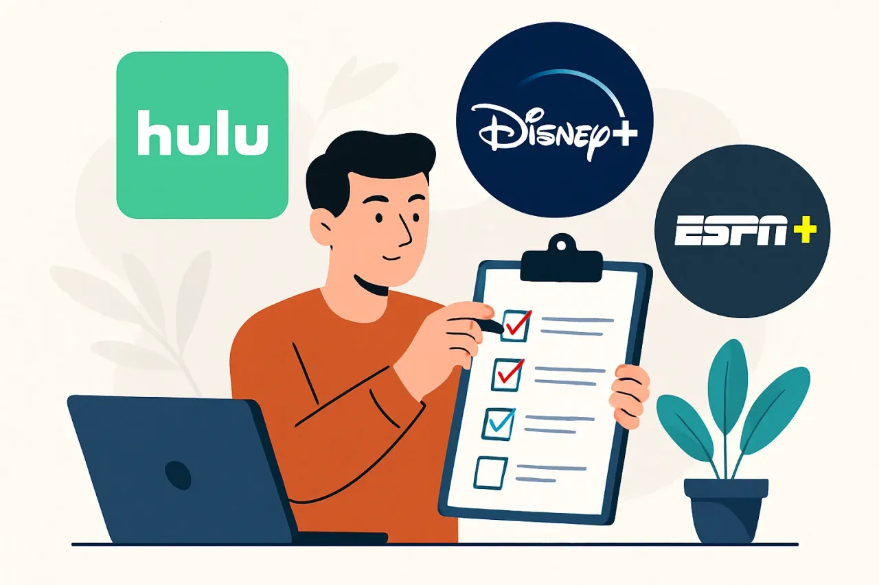Person checking streaming bundle options on tablet