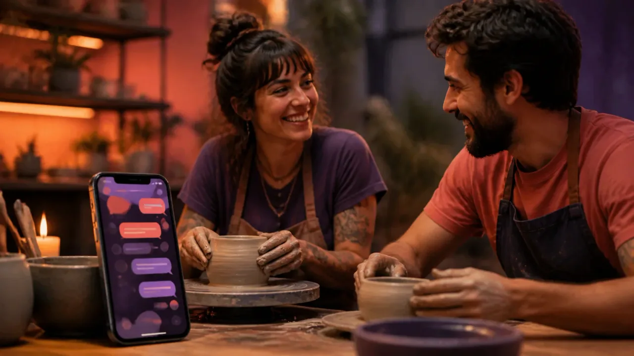 Conversa por hobbies em aplicativo de relacionamento