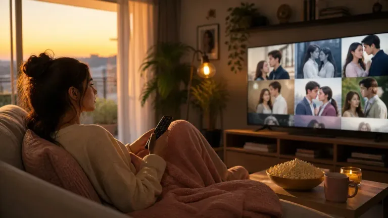 Ilustração editorial sobre doramas românticos para começar: histórias leves e emocionantes