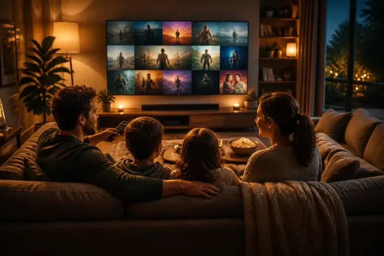 Ilustração editorial sobre filmes para assistir em família: como escolher para diferentes idades