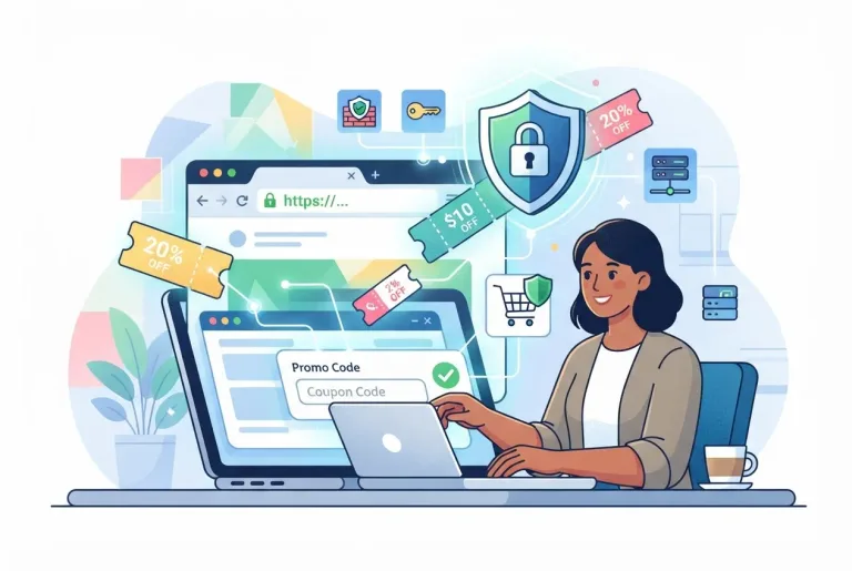 Secure online checkout process displaying padlock icon in the browser address bar