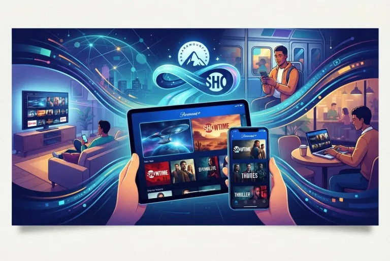 Paramount Plus app on a smartphone screen showing home menu options.