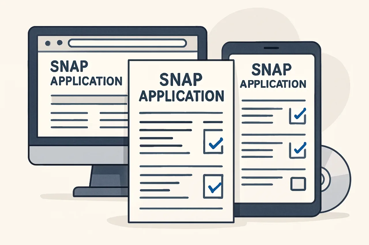 SNAP application documents on a desk