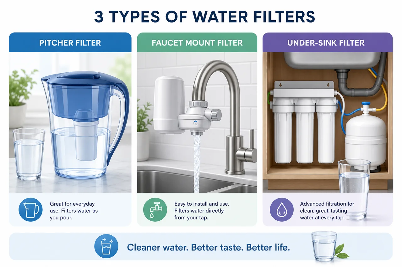 Featured: Water Filters Compared: Pitcher, Faucet, and Under Sink