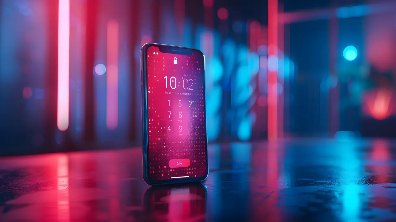 secure smartphone displaying authentication code plain background photo realistic stock concept