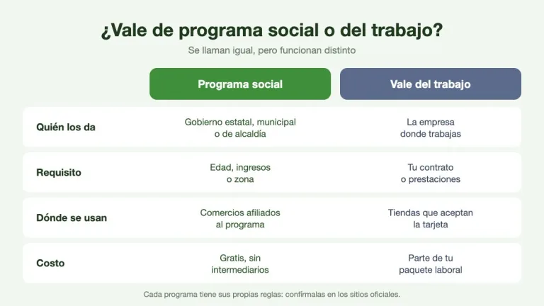 Diferencias entre vales de despensa de programas sociales y del trabajo
