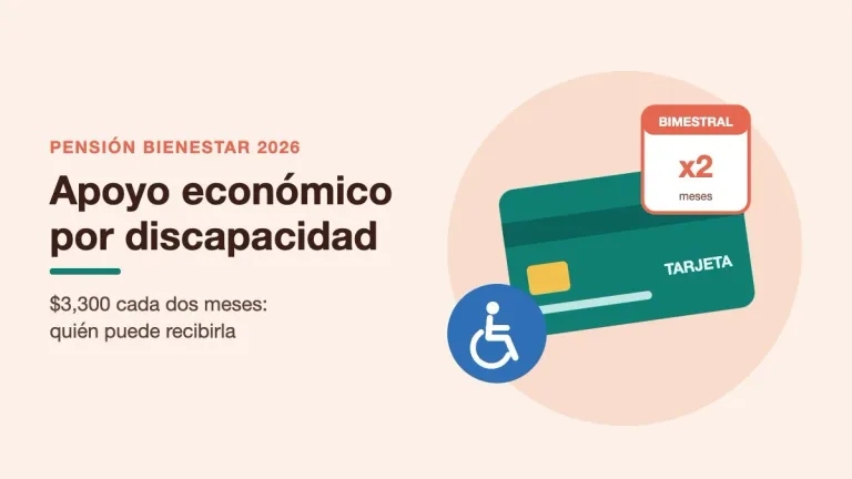 Apoyo económico por discapacidad: Pensión Bienestar de 3,300 pesos bimestrales