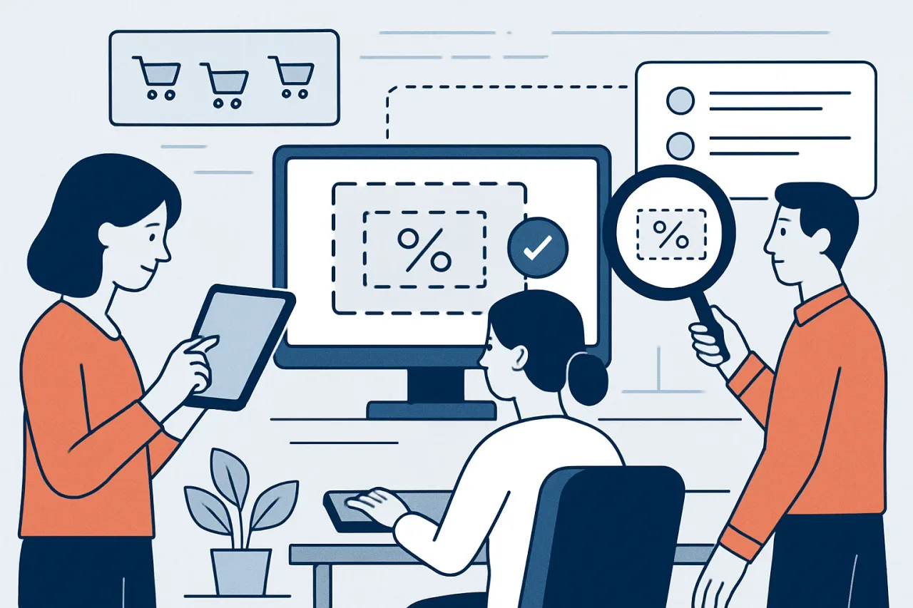 Team working on digital coupon aggregator platform