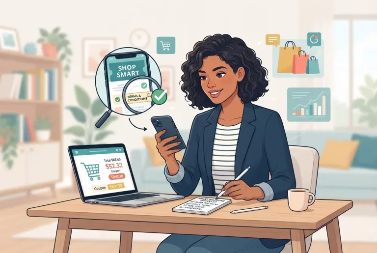 Person looking at shopping discounts on a smartphone