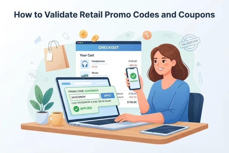 A person checking out online using retail promo codes on a laptop