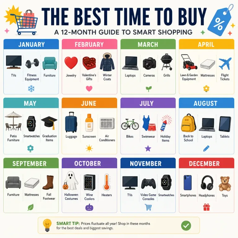 Featured: Annual Sale Calendar Showing the Cheapest Month for Everything