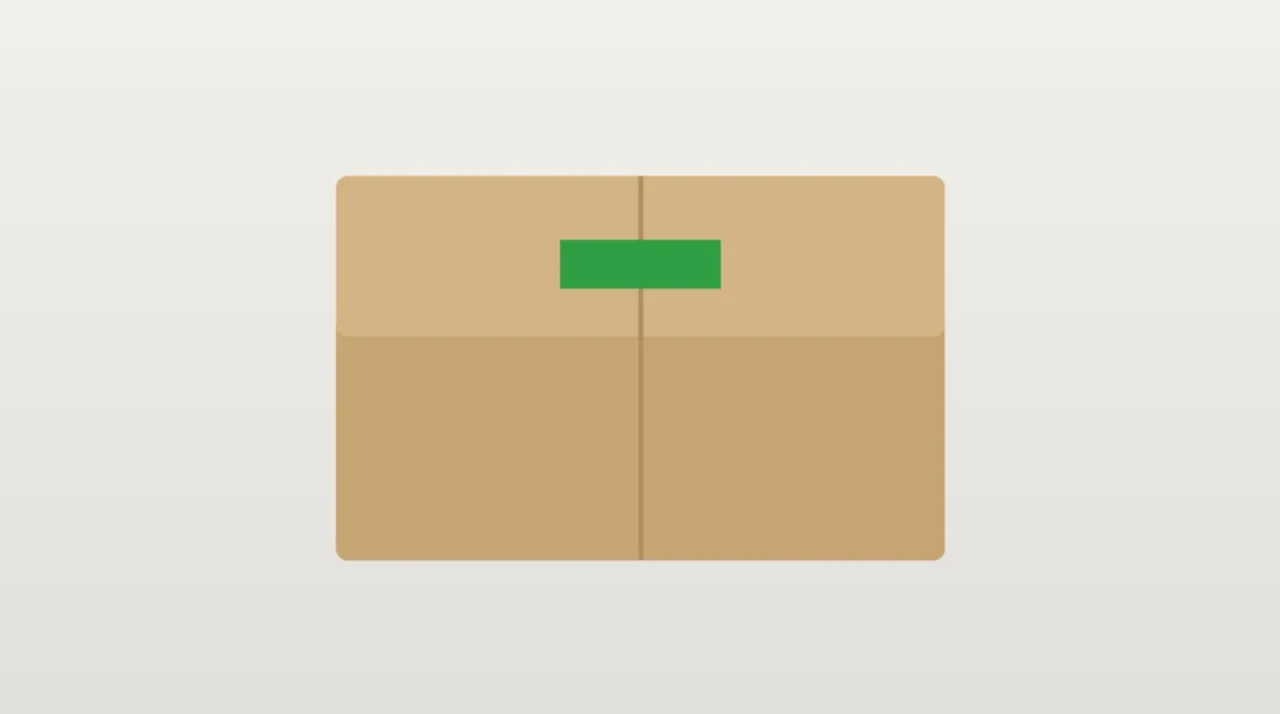 A plain cardboard delivery box on a light background