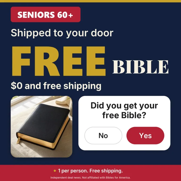 Shipped to your door, a FREE Bible, $0 and free shipping