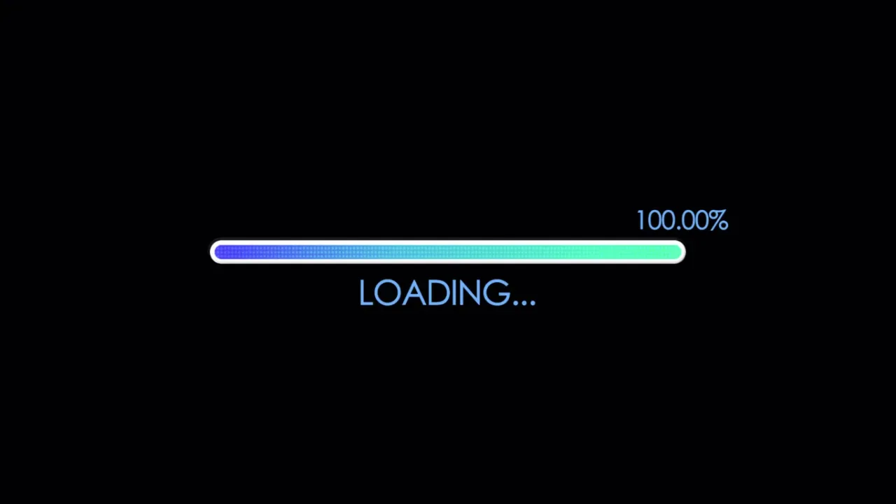 Loading progress bar at 100%, representing Game Save Management, data synchronization, and game progress completion.