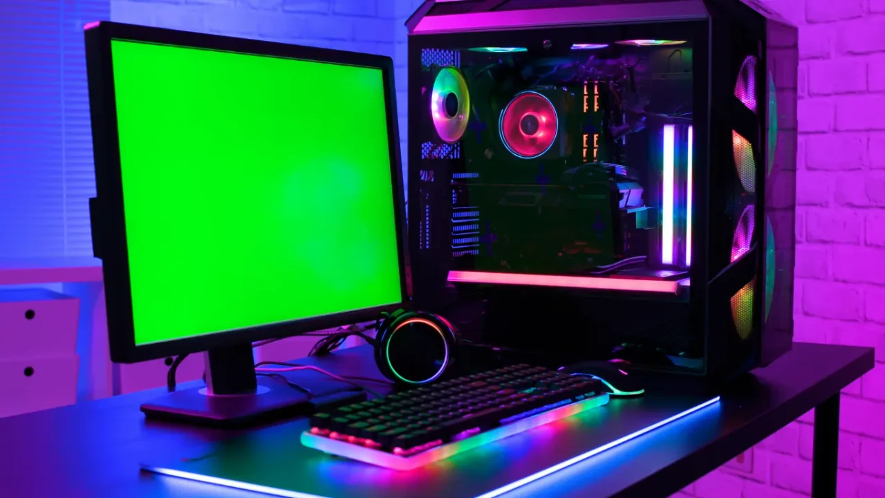 RGB gaming PC setup with monitor, keyboard, and desktop tower, representing a Gaming PC Build for high-performance gaming.