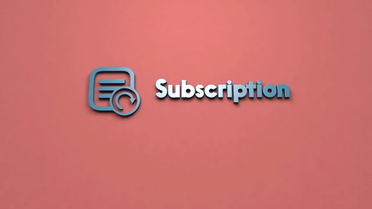 Subscription Count concept illustration featuring a subscription icon and text, representing subscriber growth, tracking, and membership metrics.