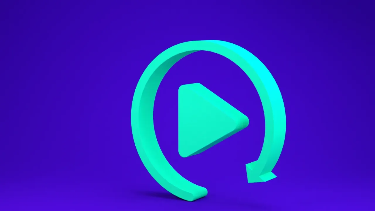 3D play button surrounded by a circular replay arrow on a purple background, representing a Match Replay Analysis Tool for reviewing gameplay and performance.