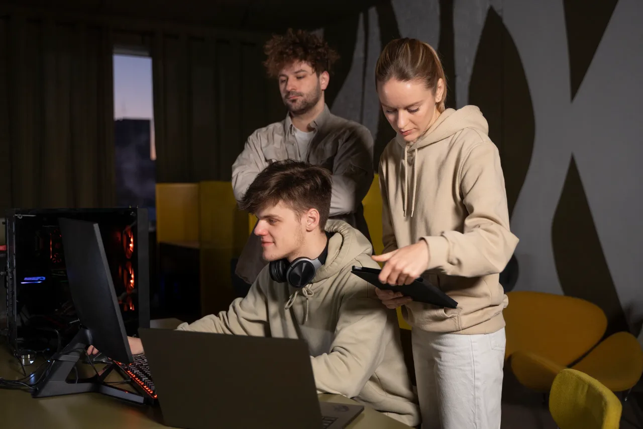 team working animation project