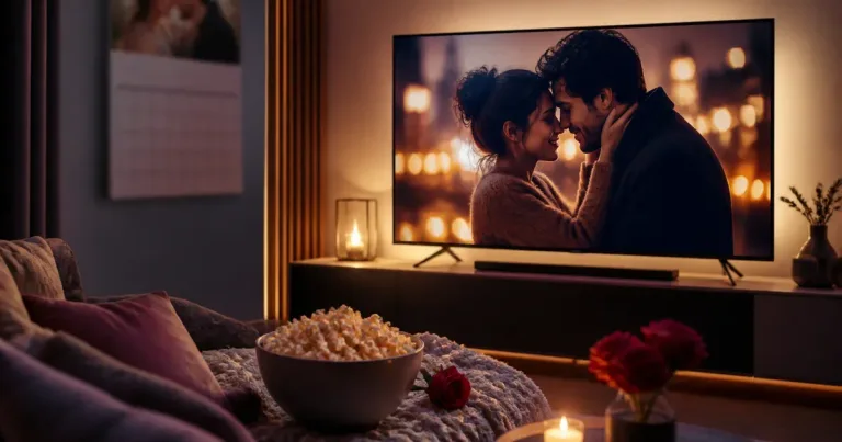 Sala de cinema em casa com novidades românticas