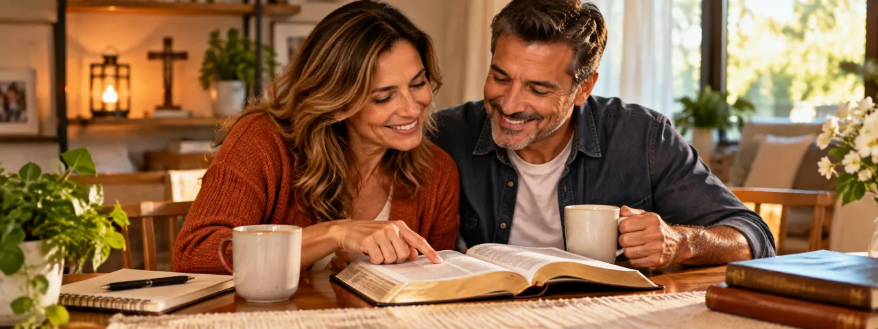 Casal estudando a Bíblia juntos