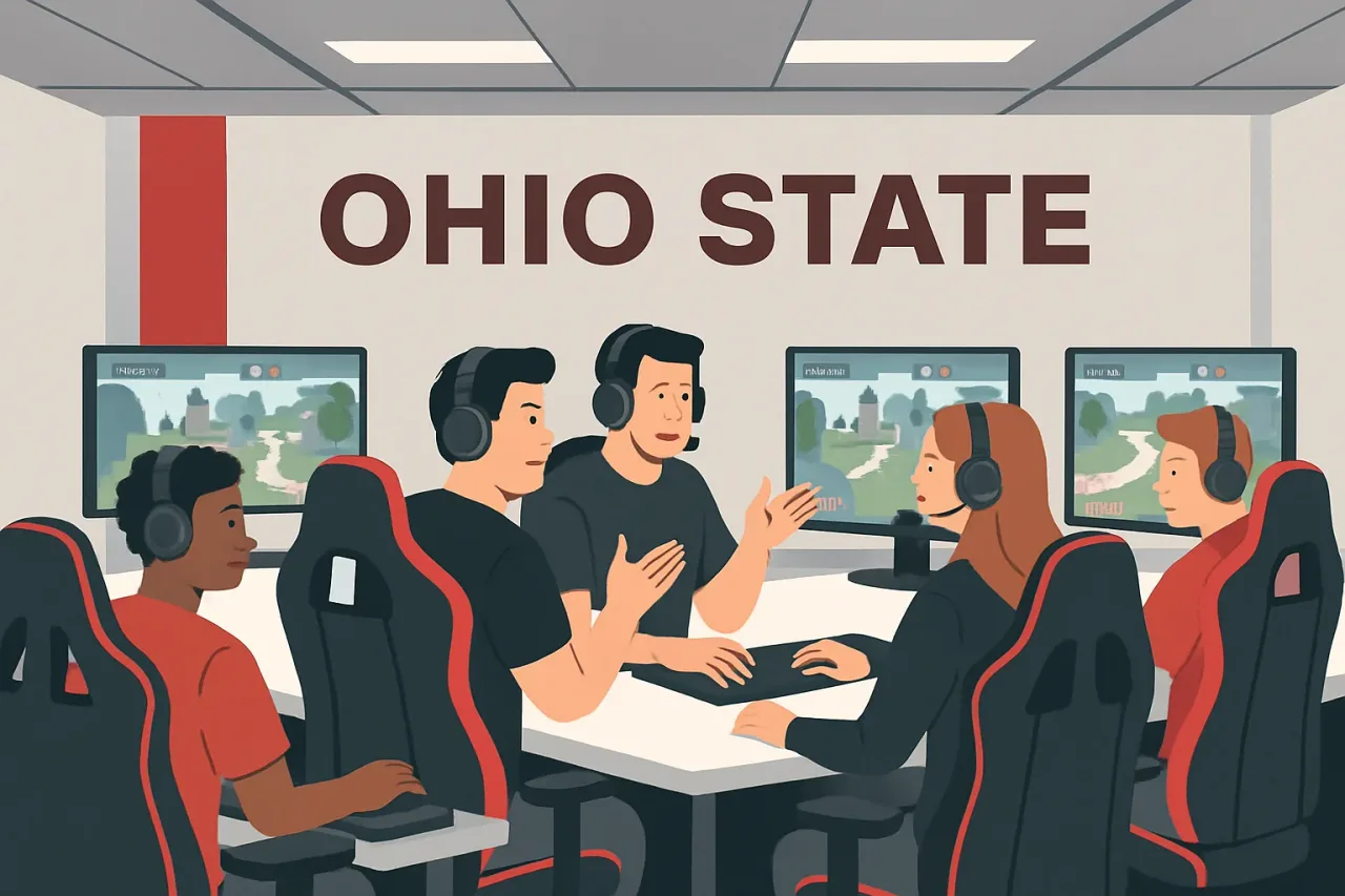 Students gaming in the Ohio State esports arena