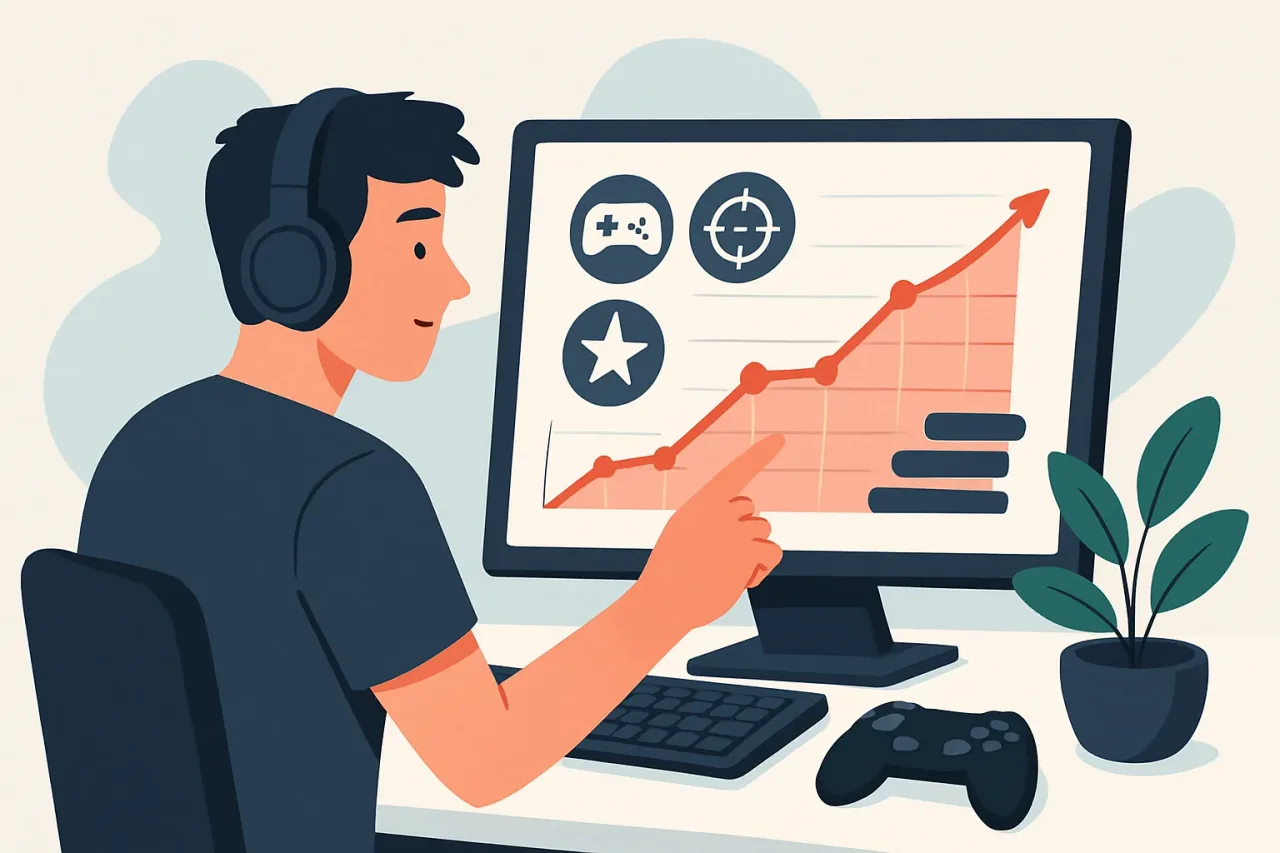 Gamers monitoring progress using in-game analytics