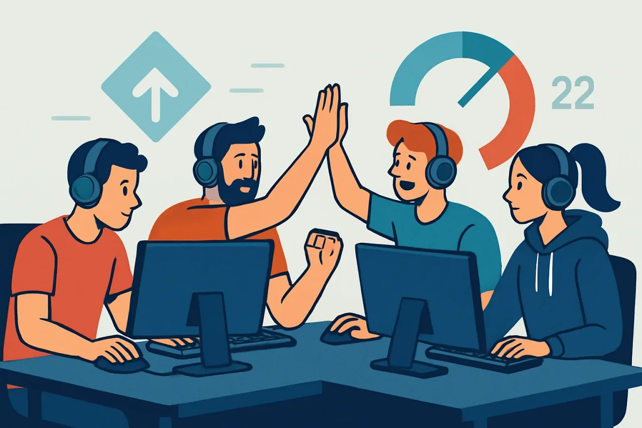 Esports team collaborating on flexible strategies