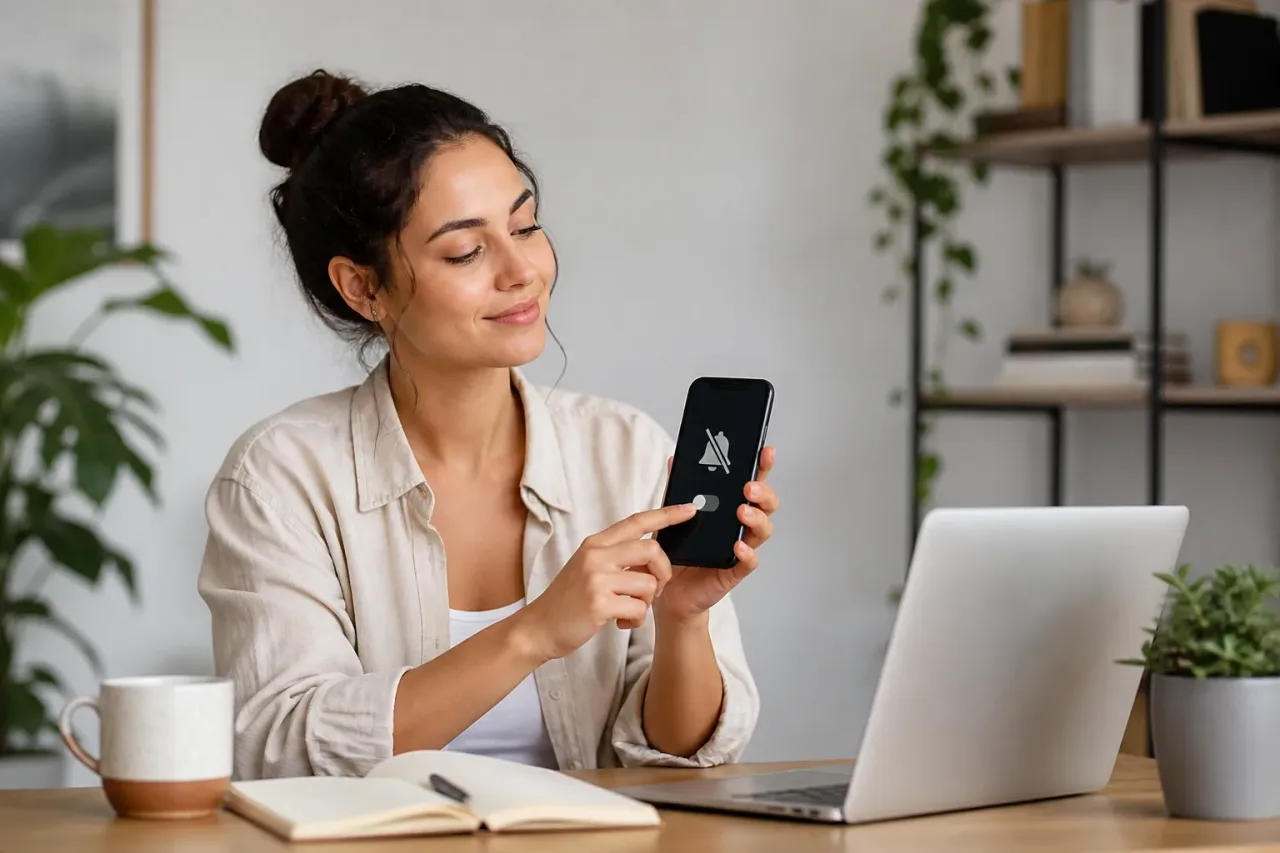 Pessoa organizando notificações de ofertas no celular