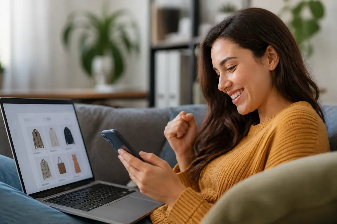 Pessoa verificando cupom de primeira compra no celular