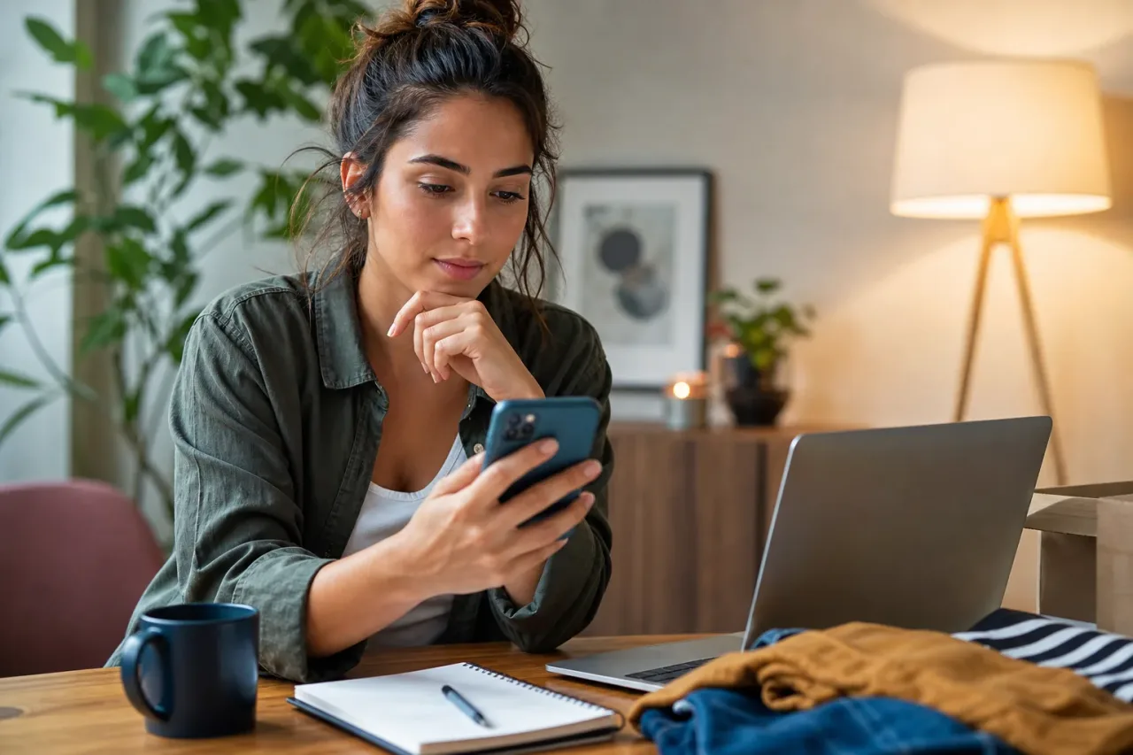 Pessoa lendo condições de cashback no celular