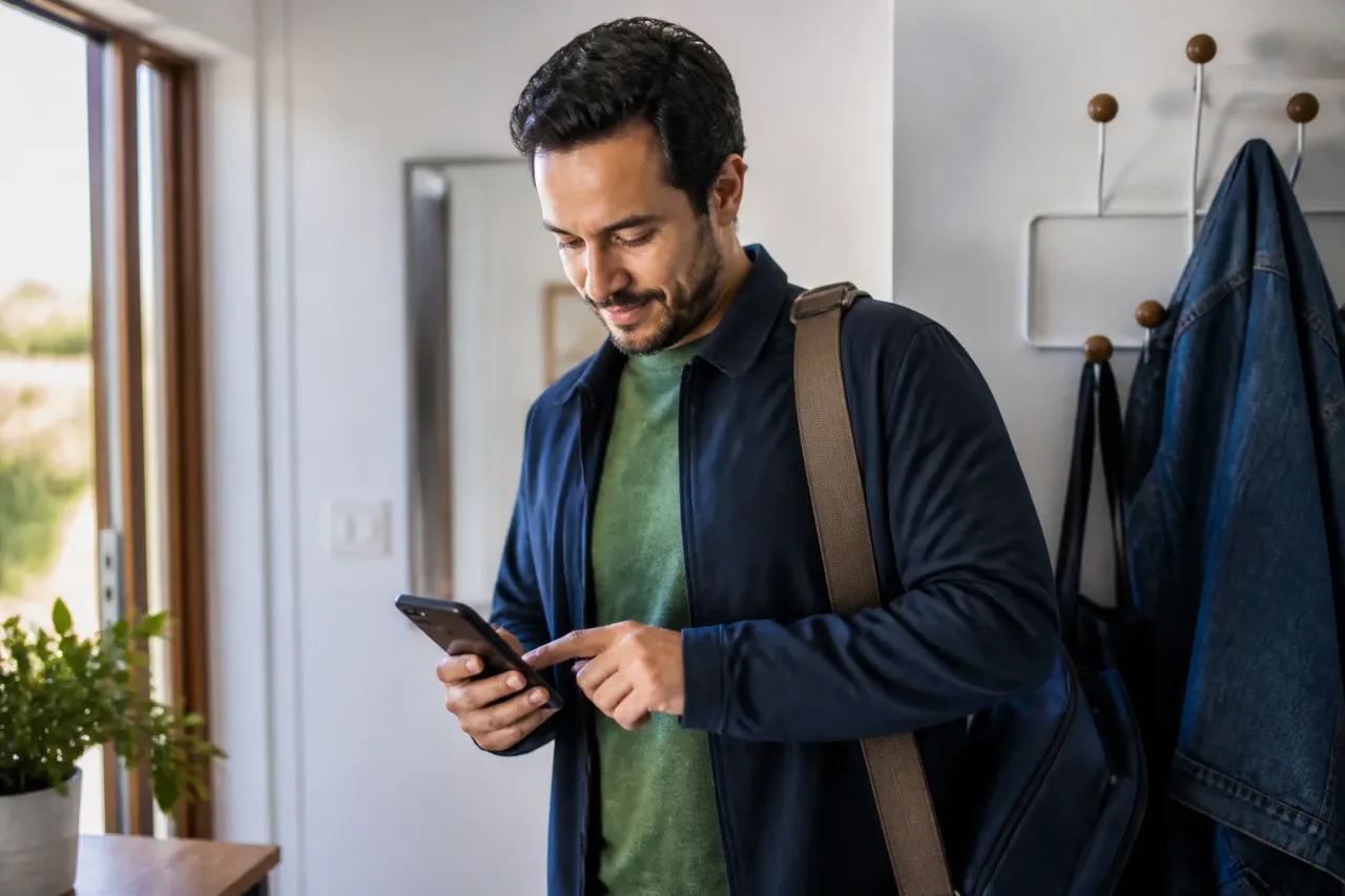 Pessoa baixando conteúdo para assistir offline