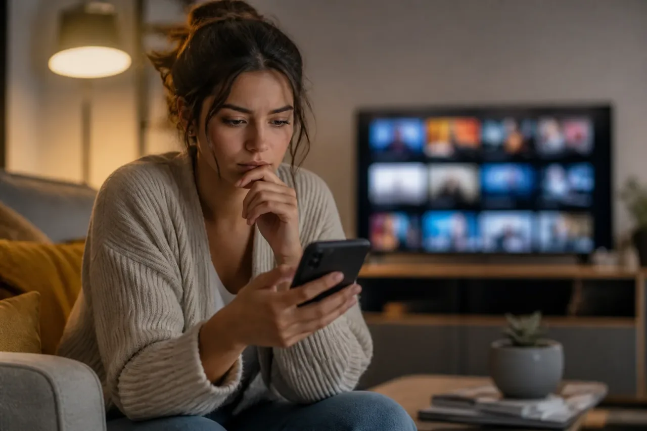Pessoa analisando mudança de plano de streaming