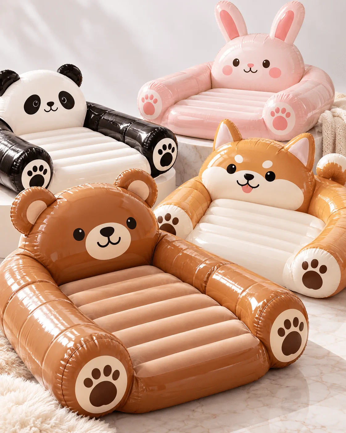 Inflatable chair for home and leisure use
