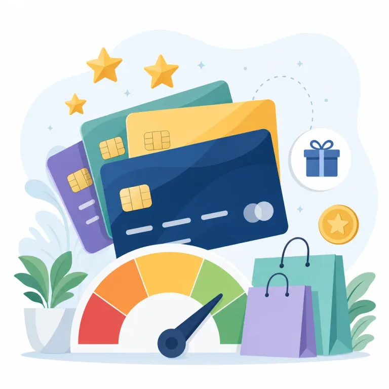 Credit cards and rewards illustration